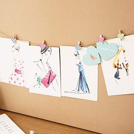 10 Metres Photo Rope with 30 Wooden Clips and 6 Traceless Nails for Hanging Photo Line for Creative and Beautiful Photo DIY Decoration Nursery Wall Decoration