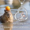 JERWLI Capybara Birthday Gifts 925 Sterling Silver Capybara Neckalce Jewelry