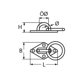 Mast plate with ring diameter 8 mm made of stainless steel A2-AISI 304