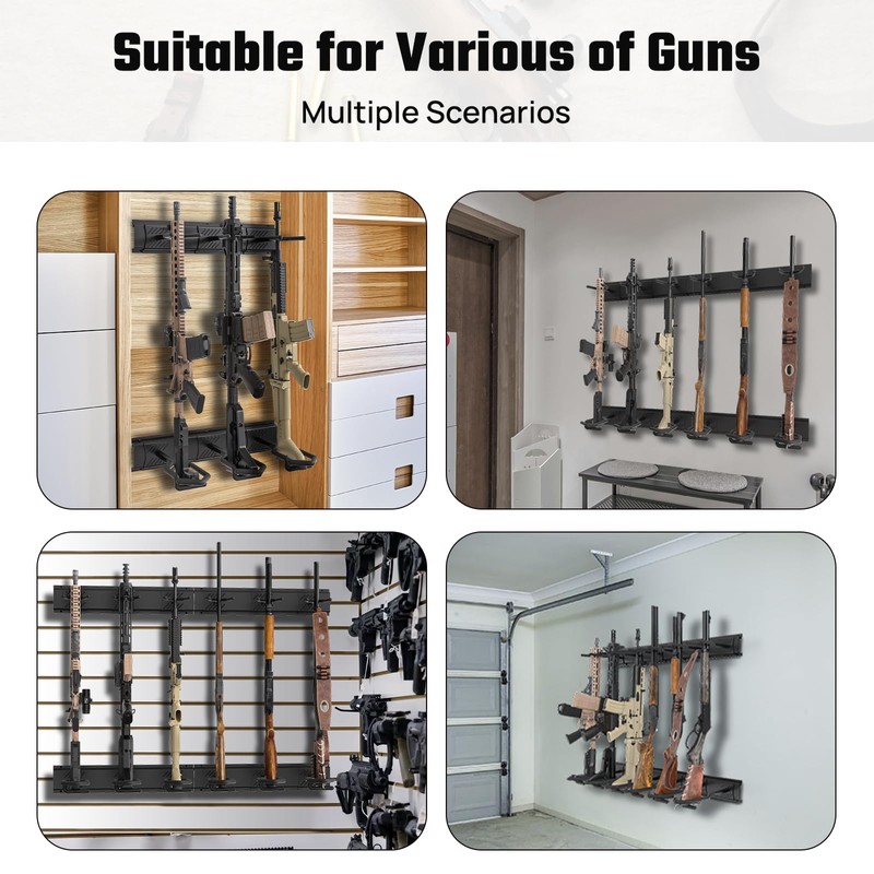 Gun Rack for Wall, Indoor Gun Racks Wall Mount, Adjustable
