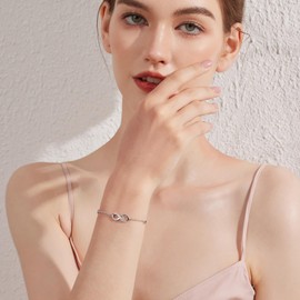 jiamiaoi 18K White Gold Plated Tennis Bracelet Women's Bracelet 925 Sterling Silver Bracelet with Sparkling 5A+ Zircon Diamond Tennis Bracelet Silver for Her, Mother, Girlfriend, Sterling Silver