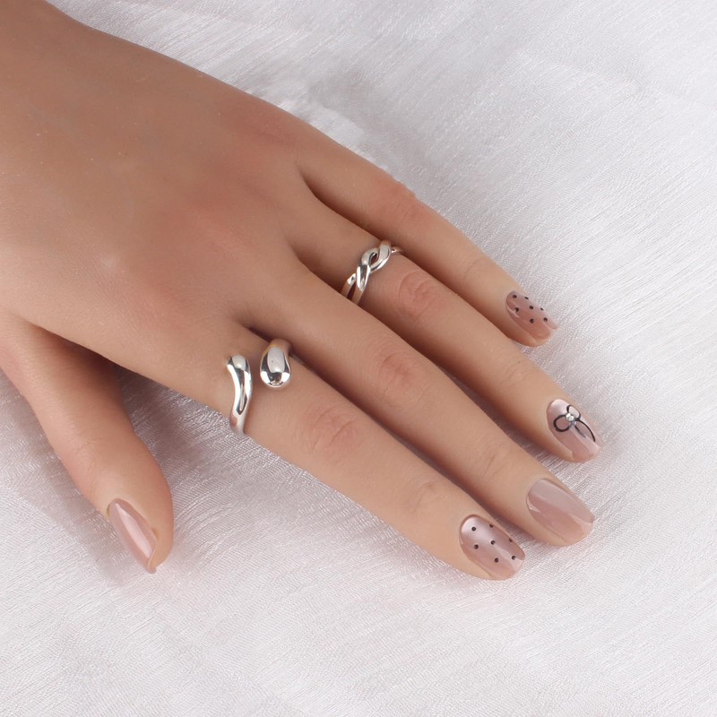 Handmade Nail Tips, French Nails, Set of 10, Bowknot Dots,