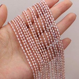 Natural Mini Pearl Beads Small Rice Shape Cultured Freshwater Pearl Bead String for Jewelry Making Women DIY Gift 2.5-3mm