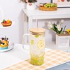 32oz Ribbed Glass Cup with Handle Bamboo Lid and Straw,