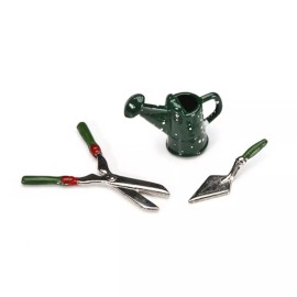 Unbranded Dollhouse Miniature 3pc Green Gardening Tools Set 1:12 Scale  - US SHIPPER