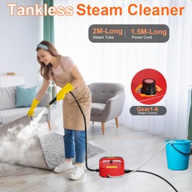 2500W Handheld Steam Cleaner, High-Temperature Pressurized Steam Cleaner, Grout Steam Cleaner, High Heat Steamer for Cleaning Couch, Floor Tile, Bathroom, Microwave, Mattress Bed Bugs, Windows