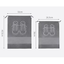 5 Pcs Shoe Bags for Travel, Portable Shoe Bags with Clear Window, Large Drawstring Dustproof Travel Shoe Storage Bag for Men & Women,gray (Medium)