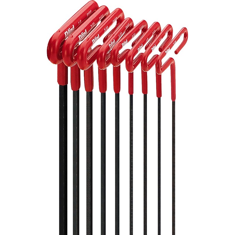 Eklind 8pc Inch,Cush Grip Hex T-Key Set,9 inch arm,Multi,50914