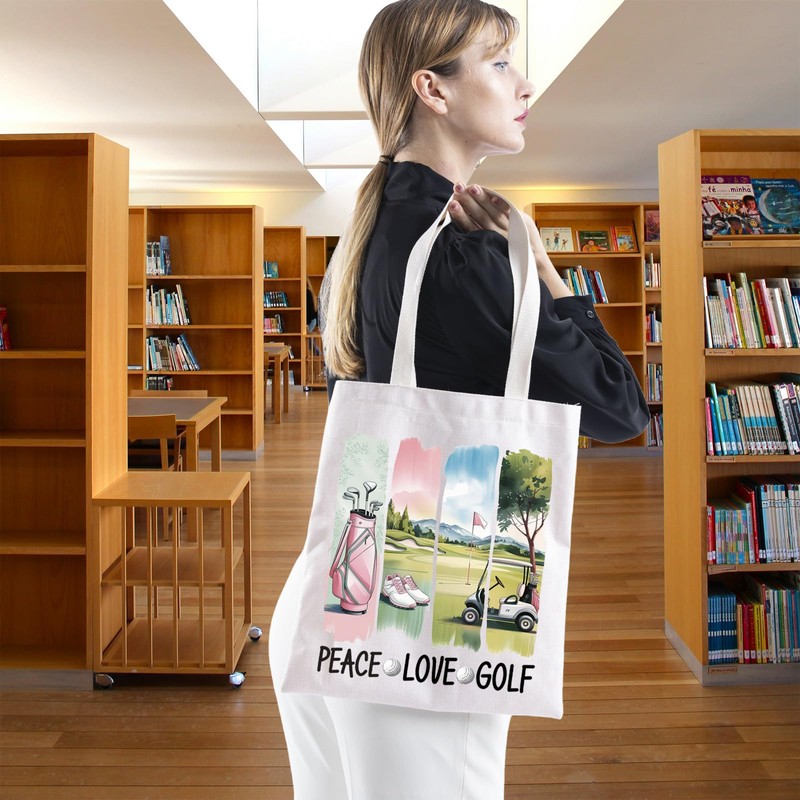 TSOTMO Golf Gift Golfing Shopping Bag Peace Love Golf Canvas