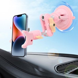 Suction Cup Holder Phone Mount Car 360° Rotating,Universal Ball Head Arm for Phone Car Holder Video Recording Vlog Ballhead Magic Arm Cell Phone for Car Dashboard Windshield Vehicle Sunroof (1pc*Pink)