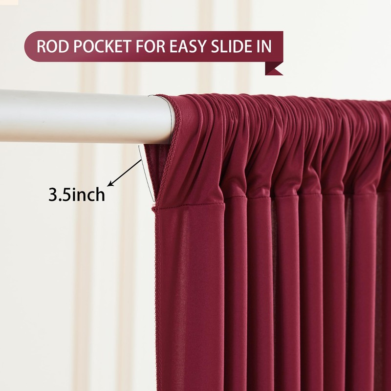Wish Care Burgundy Backdrop Curtains 2 Panels - Wrinkle-Free Champagne
