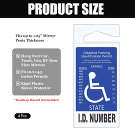 Jaarssho 8 Pack Handicap Placard Holder for Auto, Clear PVC Parking Permit Hang Tag Sleeve 10.2" x 4.5", Rear View Mirror Accessories, Handicap Accessories for Daily Living