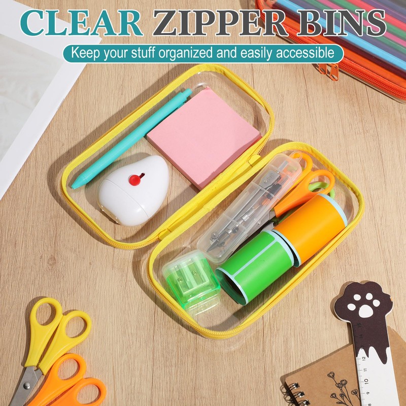 Sanwuta 6 Pcs Clear Hard Zipper Case Plastic Zipper Pouches