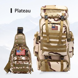 Prepper Bags, 80L Big Forest Bugout Bags, 600D Oxford Fabric Go Bag, SpringTok Waterproof and Breathable Travel Backpack, Spend night Biggie Handbag, Rugged and Durable Men's Camouflage Backpack Hiking Camping Hunting Fishing:_Plateau Camouflage