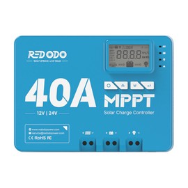 Redodo 40 Amp MPPT 12V/24V DC Input Solar Charge Controller with Built-in Bluetooth Module, Parameter Adjustable LCD Display LED Indicators