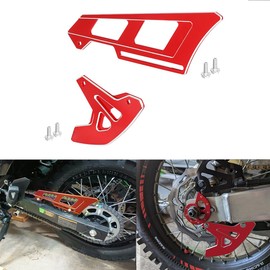 3D CNC Rear Brake Disc Guard and Rear Chain Guard Compatible with XR650L DRZ400SM/E/S KLR650 R650S/SE CRF250L/Rally CRF300L/Rally Dirt Bike Accessories Chain Guide (Red)