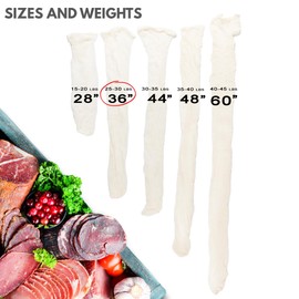 Eselect 36" Stockinette Ham Bags - Pack of 10 - Ham Netting, Bags for Smoking and Curing Poultry, Beef, Bacon Pork, Lamb, Deer and More