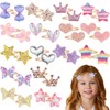 Hanaive 32 Pcs Girls Hair Clips Glitter Butterfly Metal Snap Hair Accessories for Kids Girls Accessories Cute Heart Shaped Barrettes Sparkly Barrettes Clips for Toddlers Kids (Classic,Gold)