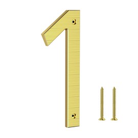 Yafimea 8 Inch Large House Numbers for Outside, Modern Gold Metal Address Numbers with Floating Effect, Weatherproof Aluminum, Easy Screw Mount for Home Wall Fence Garage (1)
