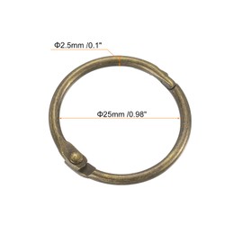 sourcing map Shower Curtain Rings,15pcs - Carbon Steel Round Snap Shower Curtain Hooks, 1 Inch Loose Leaf Binder Rings for Shower Curtain Rods (Bronze)
