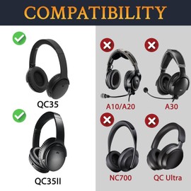 SoloWIT Professionelle Ersatz Ohrpolster für Bose QuietComfort 35 (QC35) und Quiet Comfort 35 II (QC35 II) Over-Ear-Kopfhörer, weicheres Leder, Geräuschisolierungsschaum