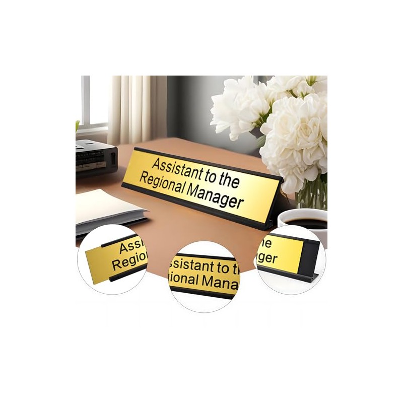 Assistant to the Regional Manager Desk Sign Gold Funny Office