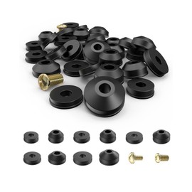 TPZORJX 58 Piece Tap Washers Set - 28 Flat Washers for Taps 24 Conical Washers with 6 Brass Screws Rubber Seal for Tap Repair Bathroom (Black)