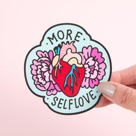 More Self Love Vinyl Sticker 6x4 inches Heartbeat Stickers for Car/Motivational Inspirational Stickers for Bumper Mirrors Windows Adults Water Bottles