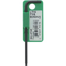 BONDHUS LT15 No.11715 Torx® Ball Point Ballstar™ L-Wrench T15 (Short Handle: 0.9 inches (23 mm), Long Handle: 3.5 inches (88 mm), Black Dyed Treatment