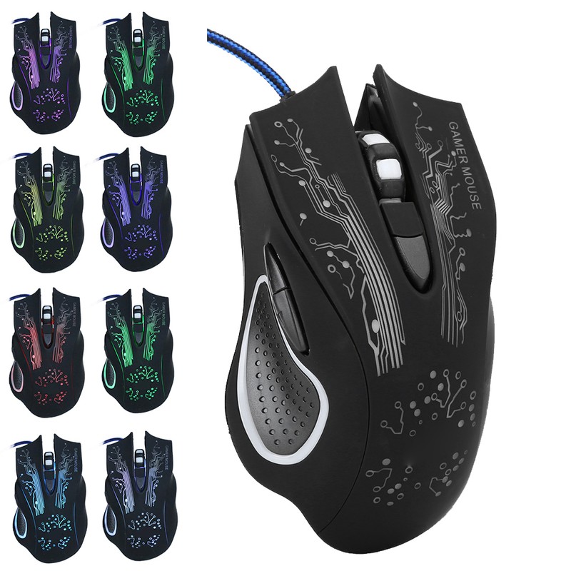 Wired Mouse LED Luminous 6 Key USB Home Office Gaming