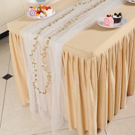 GUANSEN White 10 ft Pearl Table Runner with Lights for Wedding irthday Party Decorations
