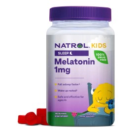 Melatonina Kids Niños Duerme Rápido Profundo 140 Goma Natrol Sabor Frutas tropicales Ingredientes limpios Vegetarianos Sin gelatina y Sin OGM libres.Cuenta con un embalaje resistente a los niños.