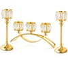 3 Arms Crystal Bowl Tealight Candelabra Votive Candle Stand, Wedding