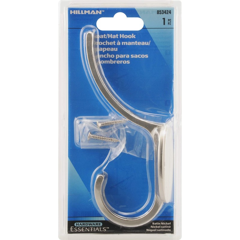 Hardware Essentials 853424 Satin Nickel Ornamental Coat and Hat Hooks
