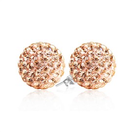 BAYUEBA Women 925 Sterling Silver Crystal Ball Stud Earrings 10mm Peach 10Mm Peach
