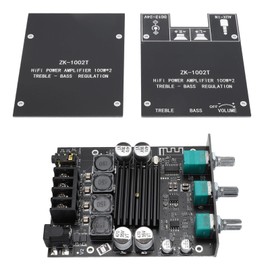 Bluetooth Amplifier Board, ZK-1002T 2x100W 2.0 Channel HiFi Stereo AMP Board with TPA3116D2 Chip, Audio Amplifier Module with Treble and Bass Control for DIY Speakers