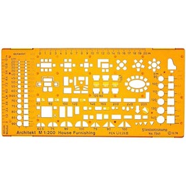 Architect Stencil 1:200 - Architectural Template - Furniture Stencil Template for Interior Design - Technical Drawing Stencil - Architecture Stencil for Technical Drawing - 1:200 Scale Template