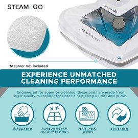 Steam & Go - Premium Steam Mop Pads, Microfiber Floor Steamer and Carpet Steamer Pads, Durable Steam Mops For Floor Cleaning, Wipes Spills and Stains, Washable and Reusable, 2 Pieces