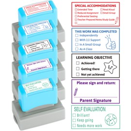 5PCS Teacher Stamps for Classroom Self-inking Accommodations Stamp Set Completed Grading Learning Sign Return Rubber Behavior Teacher Stamps for Back to School Homework Student Dormitory Supplies Gift