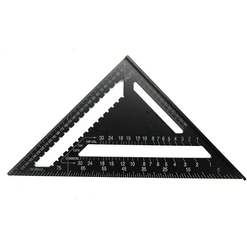Hezhu 12" Ruler Metric Aluminum Alloy Speed Square Roofing Triangle