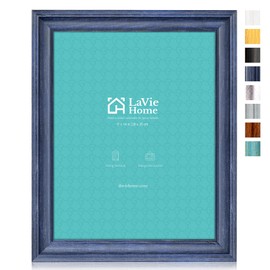 LaVie Home 11x14 Picture Frames (1 Pack, Blue) Rustic Photo Frame Set with Tempered Glass for Wall Mount Display