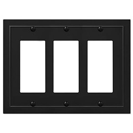 Amerelle 57RRRBK Bethany Wallplate, 3 Rocker, Cast Metal, BlacK 1-Pack