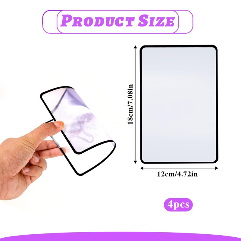 4 Pcs Flat Magnifier Lay on Page 3X Magnifying Sheet