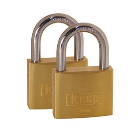 Kasp K12050D2 50 mm Brass Padlock Keyed Alike (Pack of 2), Gold
