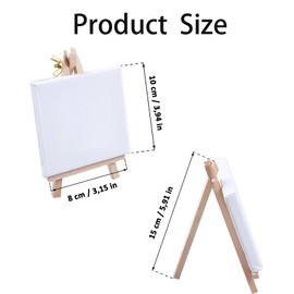 Mini Easels with Canvas, Mini Easel Set, 10 x 10 cm Canvas with 8 x 15 cm Easel Small for Display, Business Cards, Photos, Poster Photo Memo, Crafts, Photo Albums, Pack of 5