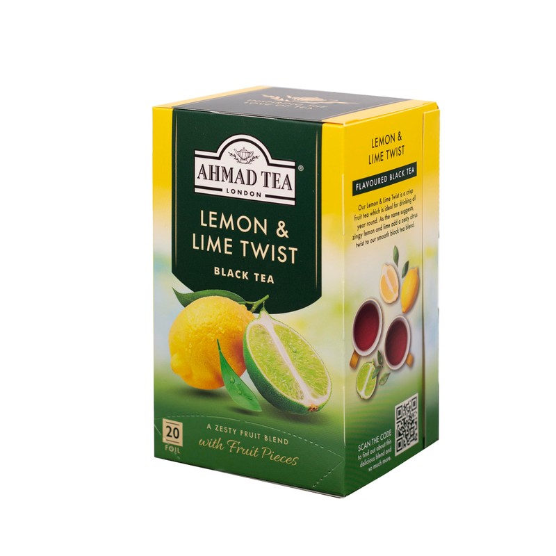 Ahmad Tea Lemon & Lime Twist Black Tea, 20-Count Boxes