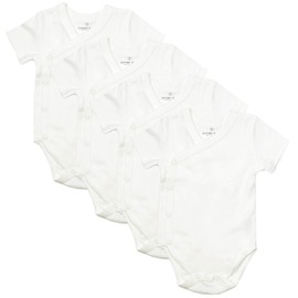 Baby Side Snap Bodysuit Set, Short Sleeve Cotton Boy Girl Kimono Onesie, 4 Pack