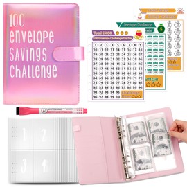 elephtree 100 Envelopes Challenge Binder Money Savings Challenges Book to Save $5,050 and $500 and $10,000, A5 Money Saving Planner Budget Binder with Cash Envelopes