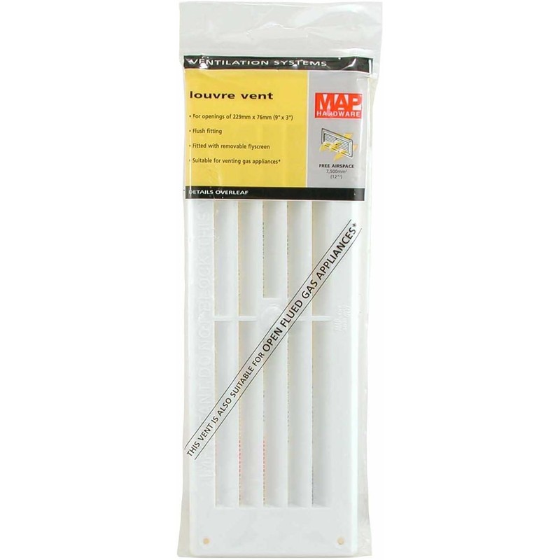 Map White Louvre Vent 229mm x 76mm (9"x3") with Detachable