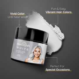 Herbishh Koloret Temporary Hair Color Wax, Instant Hair Color Wax Washable, White Hair Dye Temporary, Vegan Hair Color, Hair Paint, DIY Temporary Hair Color for Kids, Men & Women 5.07 fl